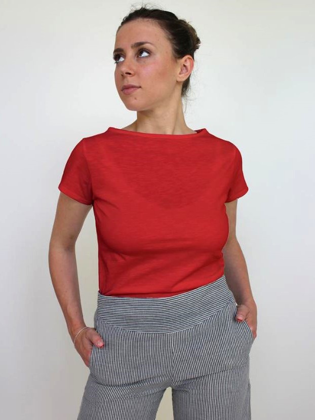 Maglietta donna in cotone fiammato Tea Rossa - On Earth