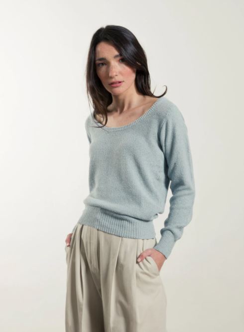 Maglioncino in cotone rigenerato Grazia Azzurro Mediterraneo