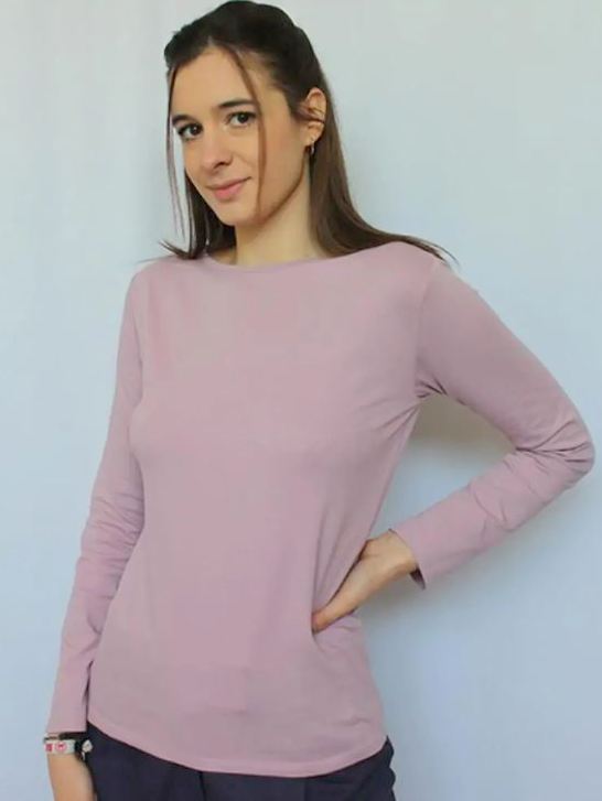 Maglia Bateau in jersey di cotone bio Lavanda - On Earth