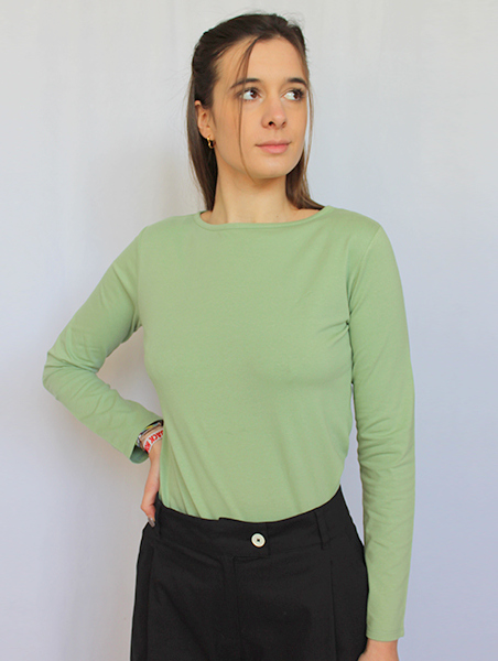 Maglia Bateau in jersey di cotone bio Verde giada - On Earth
