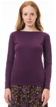 Maglia in cotone biologico Bateau scollo a barca Viola gloximia