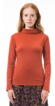Maglia in cotone biologico Bateau collo alto Turtleneck Arancio Picante