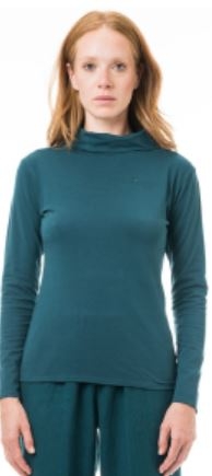 Maglia in cotone biologico Bateau collo alto Turtleneck Blu teal