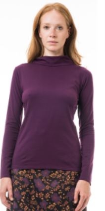 Maglia in cotone biologico Bateau collo alto Turtleneck Viola gloximia