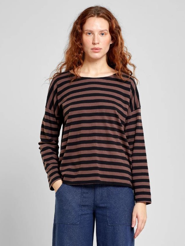 Maglia cotone organico Umledal righe nere marrone Dedicated