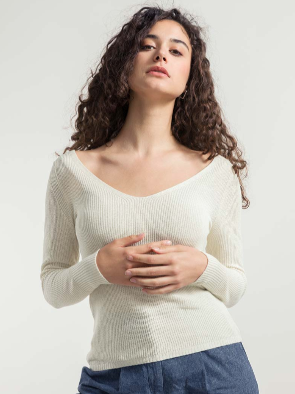 Maglia in seta rigenerata Giselle bianco grezzo - Rifò