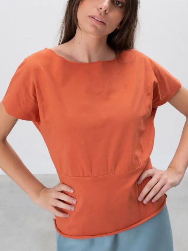 Maglia kimono in cotone Bio Maria paprika