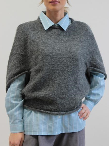 Maglia poncho Anice in baby alpaca Grigio