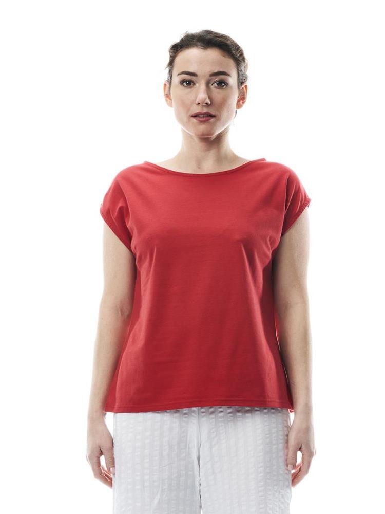 Maglia rossa in cotone organico senza maniche Alessia On Earth