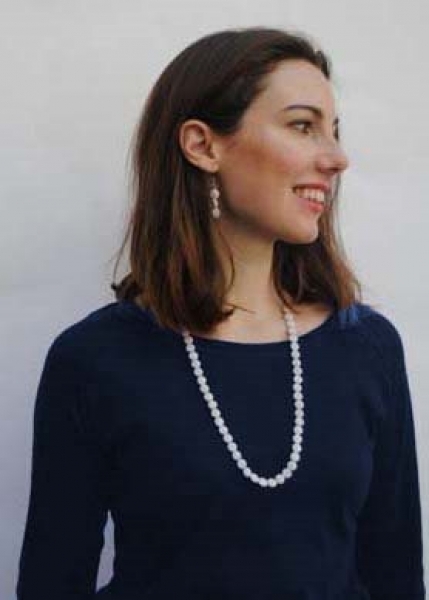 Maglia girocollo ampio in caldo cotone biologico Sachita Blu