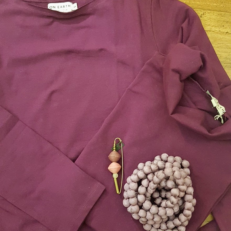 Maglia in cotone biologico Bateau collo alto Turtleneck Viola gloximia