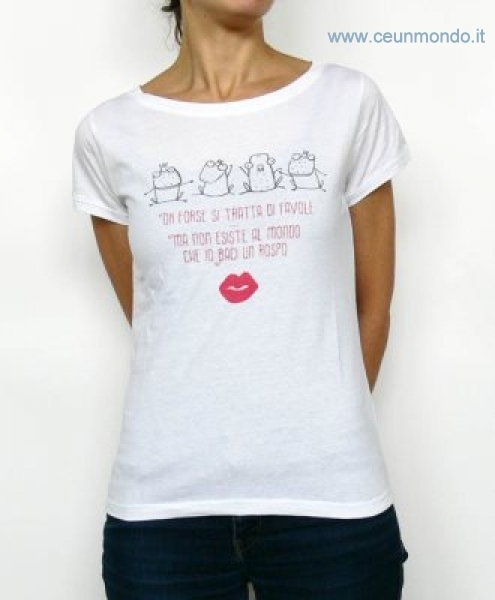 T-shirt in cotone Bio - Baci al rospo - Donna Bianca