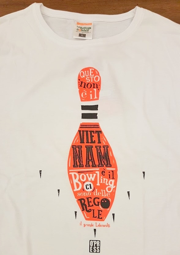 T-shirt Lebowski Il Bowling bianca - O'press