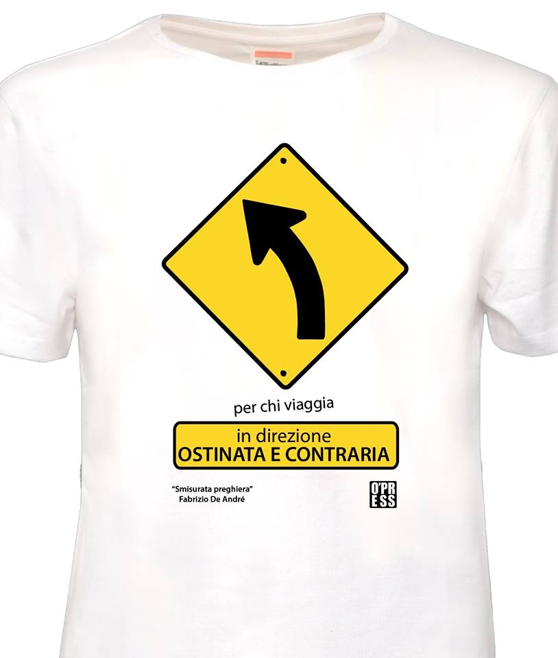 T-shirt Smisurata Preghiera Bianca - De Andrè - cotone BIO - O'press
