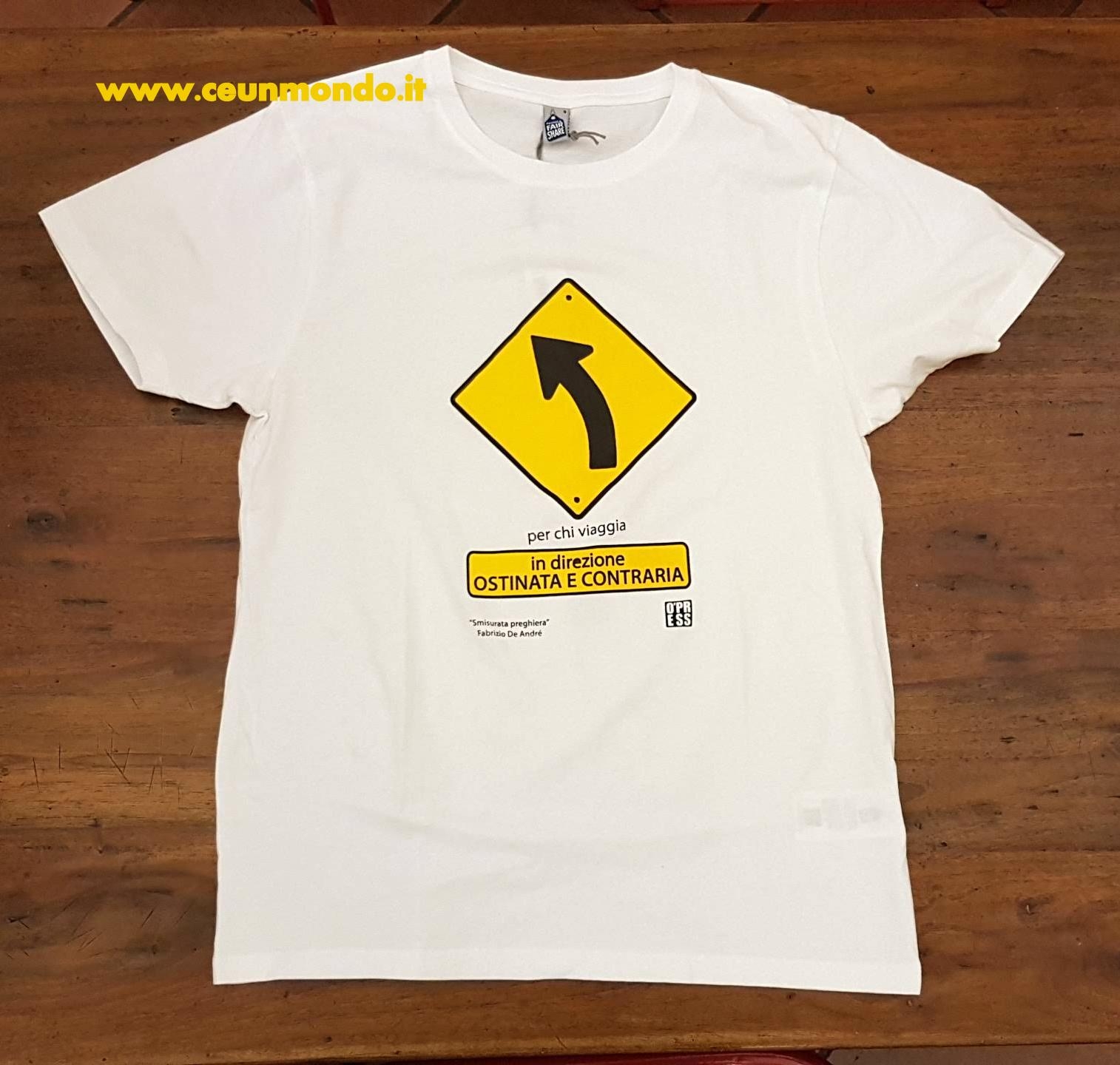 T-shirt Smisurata Preghiera Bianca - De Andrè - cotone BIO - O'press