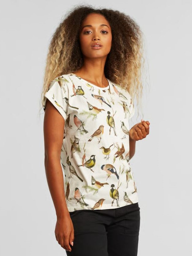 Maglietta donna cotone organico Visby AUTUMN BIRDS