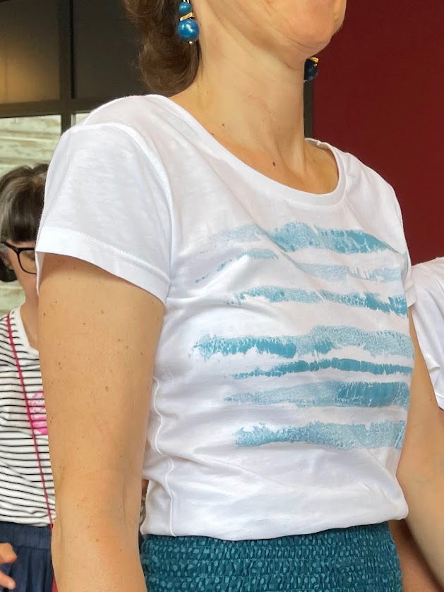Maglietta donna equo solidale ONDE blu