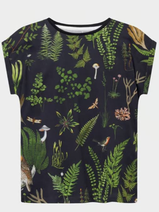 T-shirt cotone organico, Visby Secret Garden Dedicated nera