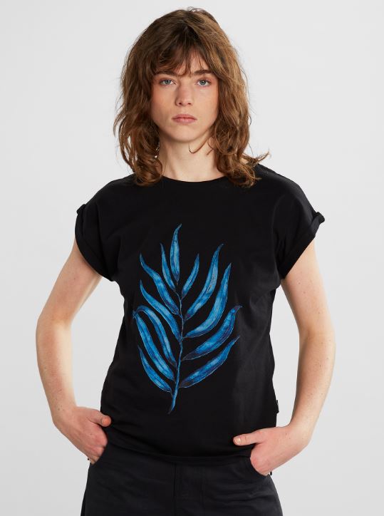 T-shirt Visby in cotone bio Big leaf Nera