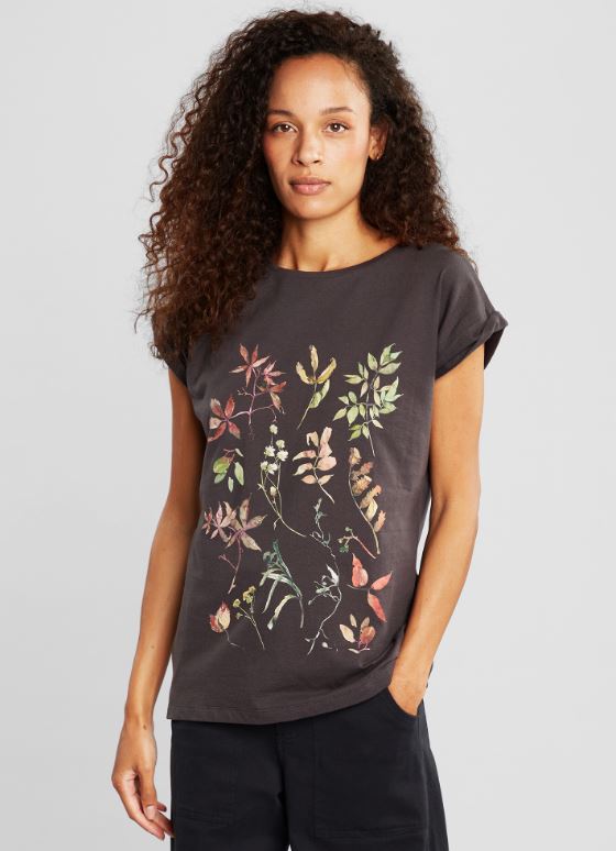 T-shirt Visby in cotone bio Night floral Charcoal