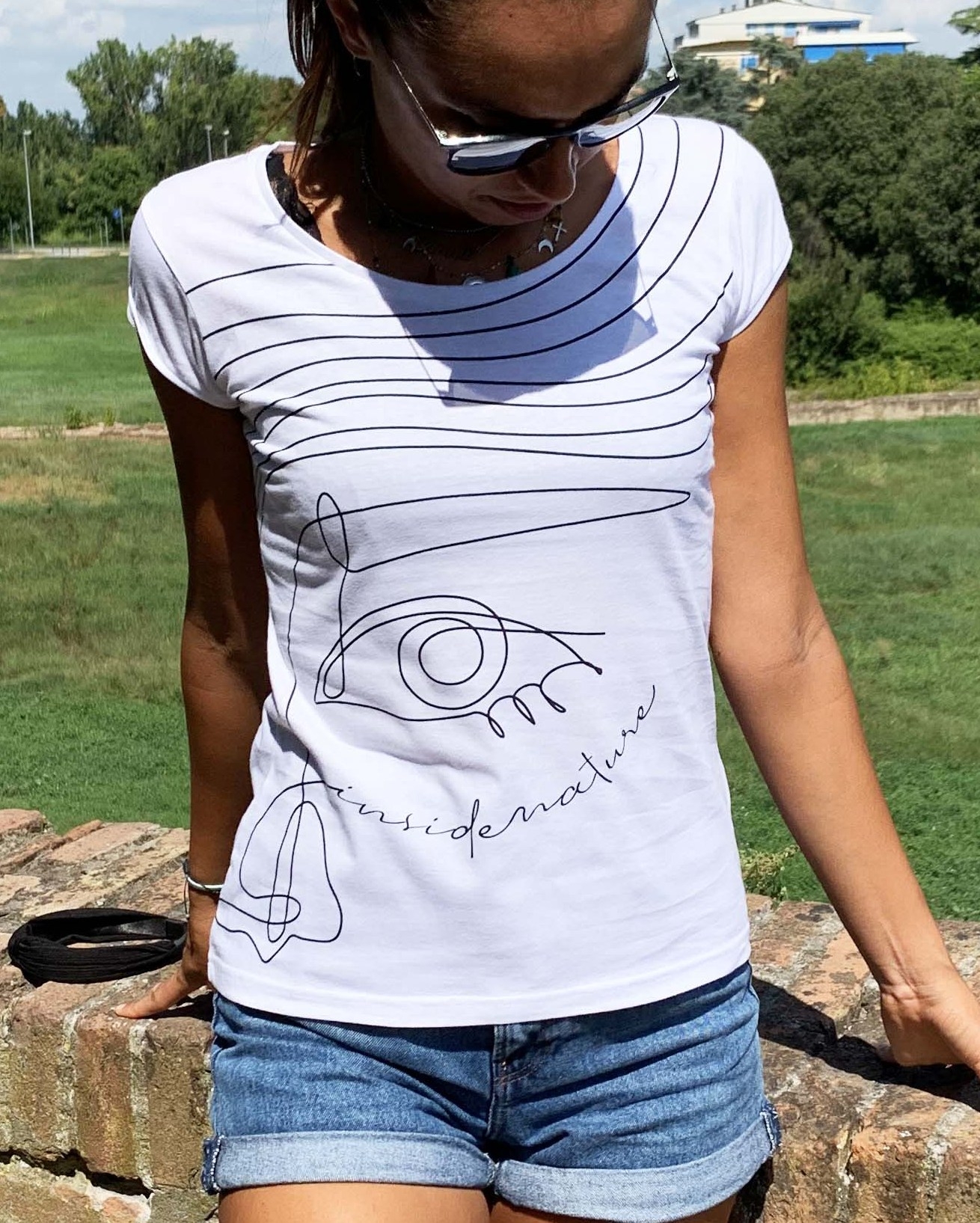 T-shirt Fuori dalle righe Inside Nature cotone BIO donna - Bianca