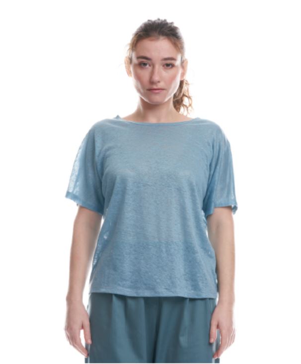 Maglia in lino color cielo