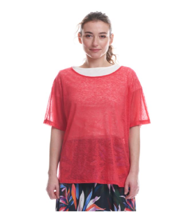 Maglietta ARIANNA in lino Rosso - On Earth Quid