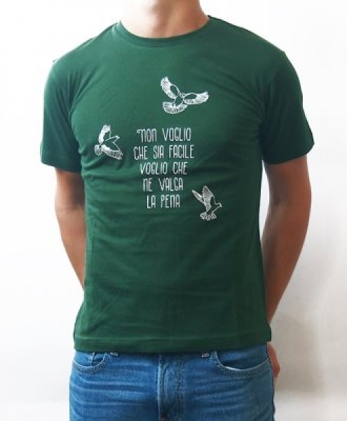 T-shirt NON VOGLIO CHE SIA FACILE color verde -cotone BIO- unisex