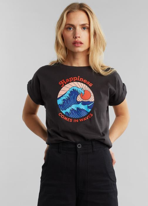 T-shirt Visby in cotone bio Onda happiness Charcoal