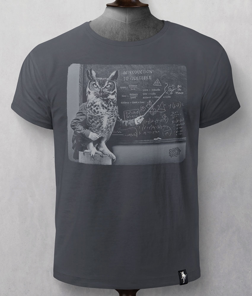 T-shirt Owlgebra Grigia - cotone BIO - Dirty Velvet
