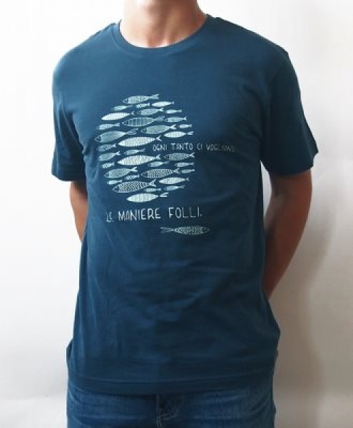 T-shirt sardine MANIERE FOLLI -cotone BIO- unisex