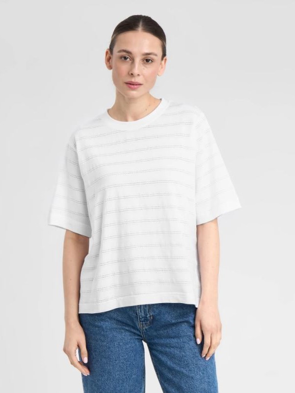 Maglia cotone organico Vadstena Laces bianca donna