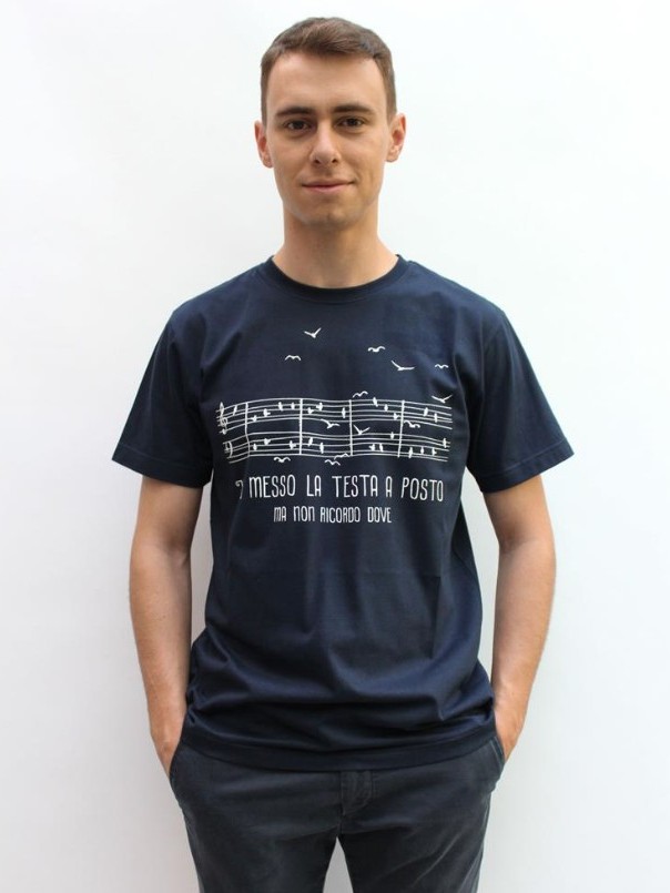 T-shirt TESTA A POSTO Blue cotone BIO uomo