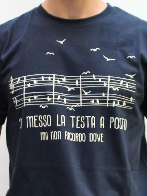 T-shirt TESTA A POSTO Blue cotone BIO uomo