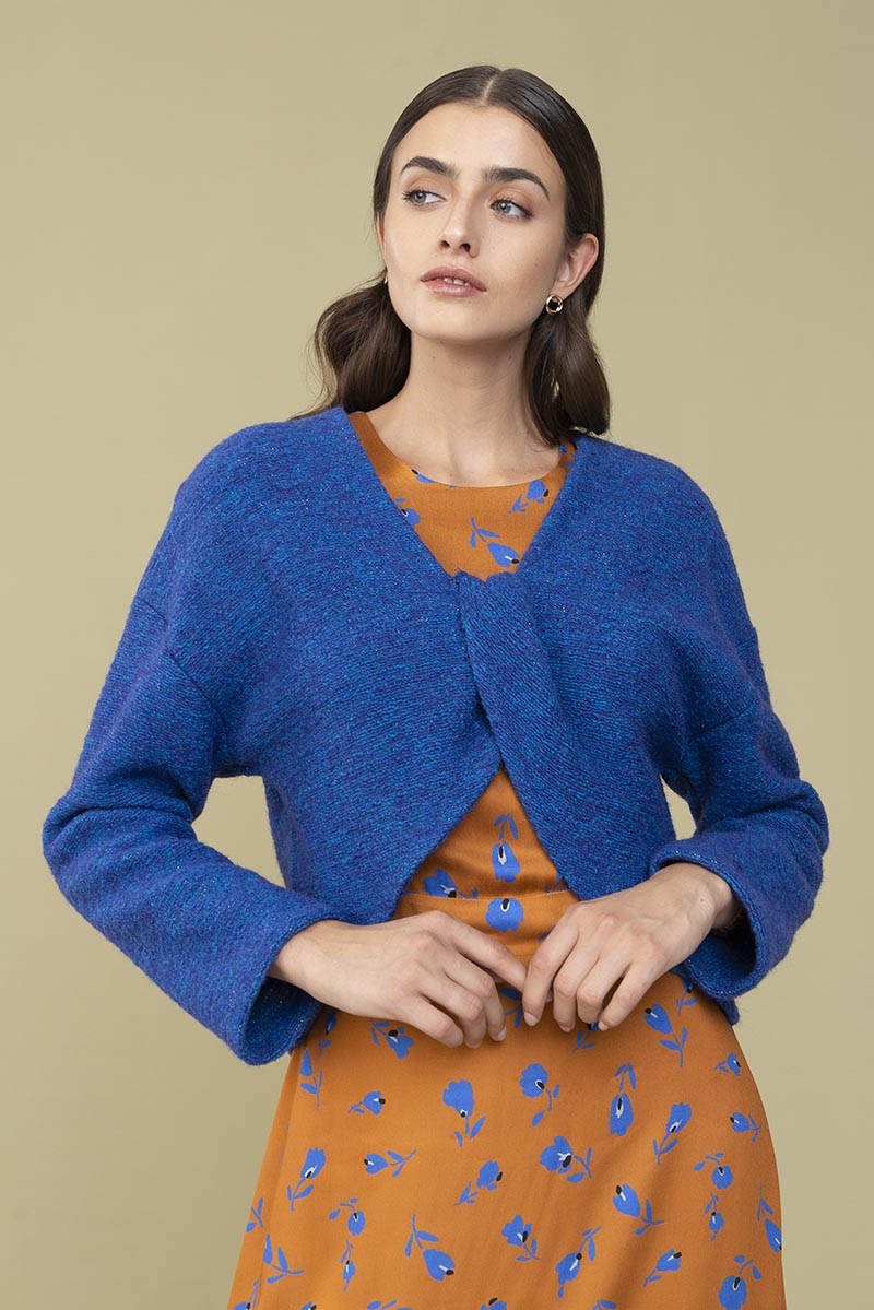 Maglia coprispalla in lana rigenerata Brunilde - Blu - Quid
