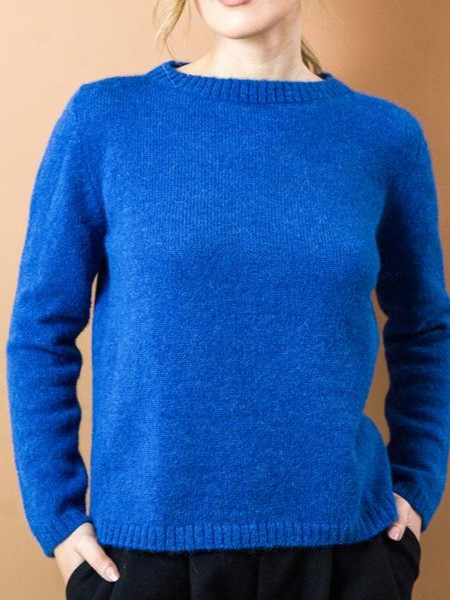 Maglione a girocollo Edera in baby alpaca Blu