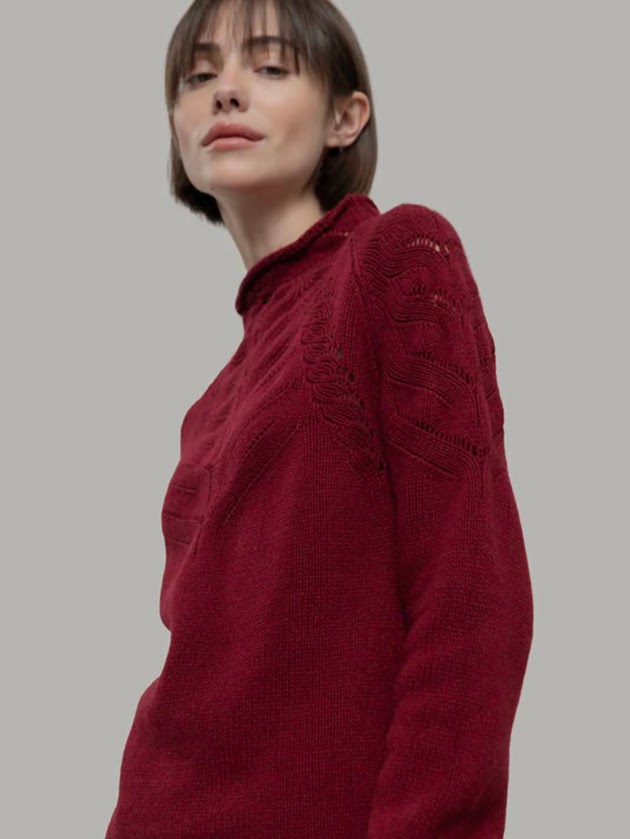 Maglioncino donna in lana rigenerata Corinna Bordeaux - Rifò