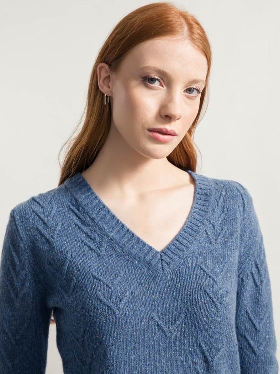 Maglione cashmere rigenerato donna, Rifò Eliana blu