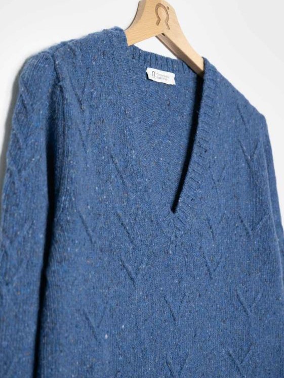 Maglione cashmere rigenerato donna, Rifò Eliana blu