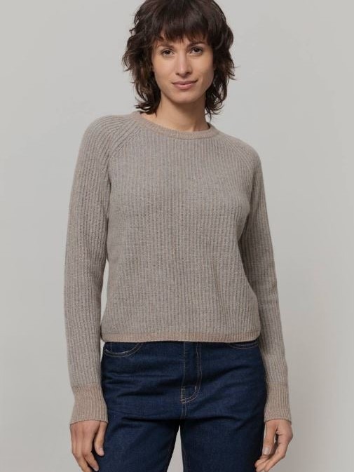 Maglione cropped donna cashmere Emilia Grigio beige