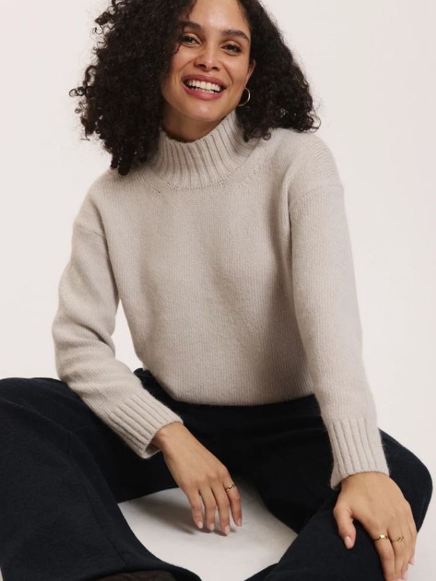 Maglione Donna Alpaca e Cotone Adele Ghiaccio