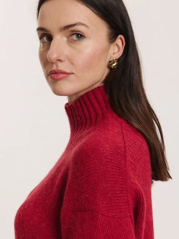 Maglione donna in alpaca e cotone Adele Rosso