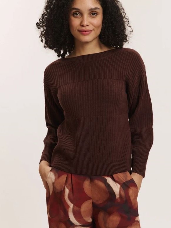 Maglione donna in cotone bio Kiraa Cioccolato