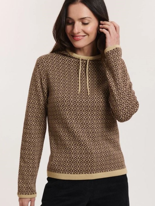 Maglione donna jacquard Amanda marrone, Tranquillo 