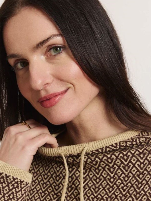 Maglione donna jacquard Amanda marrone, Tranquillo 