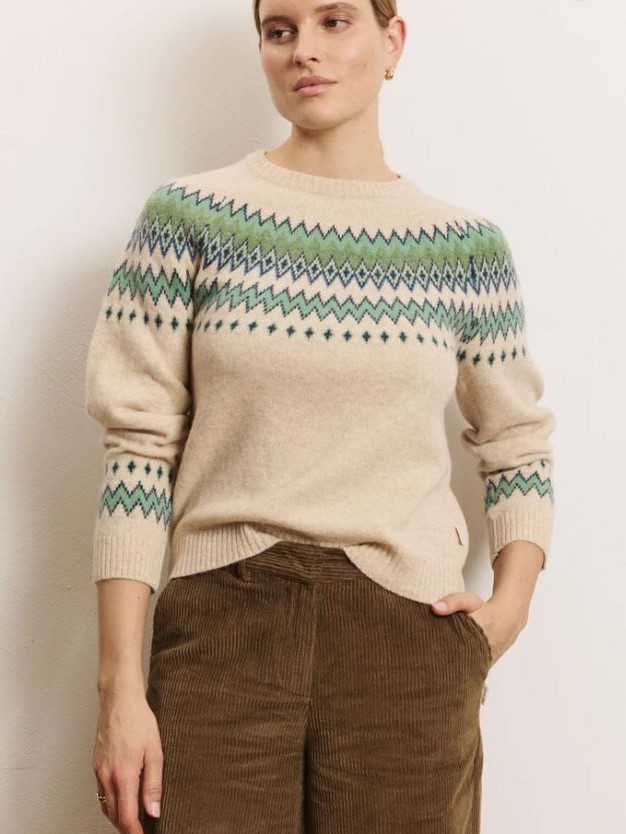 Maglione donna jacquard Aurea avorio in lana RWS