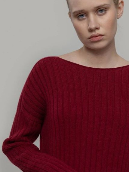 Maglione donna scollo a barca in cashmere Bordeaux Luce - Rifò
