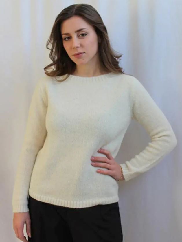 Maglione a girocollo Edera in baby alpaca Panna