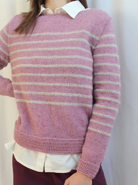 Maglione in lana fatto a mano Infinito righe color Lavanda