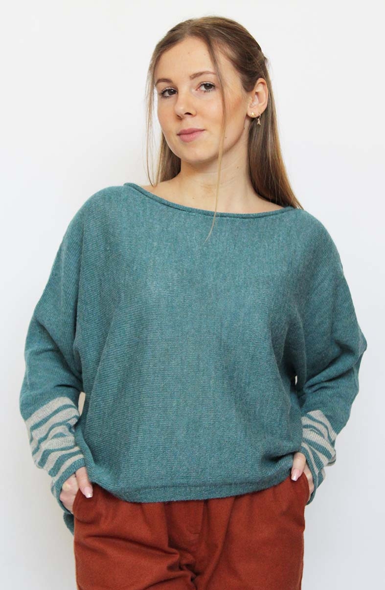 Maglione in alpaca Carvi azzurro ottanio - OnEarth
